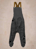 Women'S Cat Paw Print Sleeveless Harem Jumpsuit