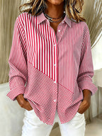Women'S Casual Breast Cancer Awareness Printed Striped Art Shirt