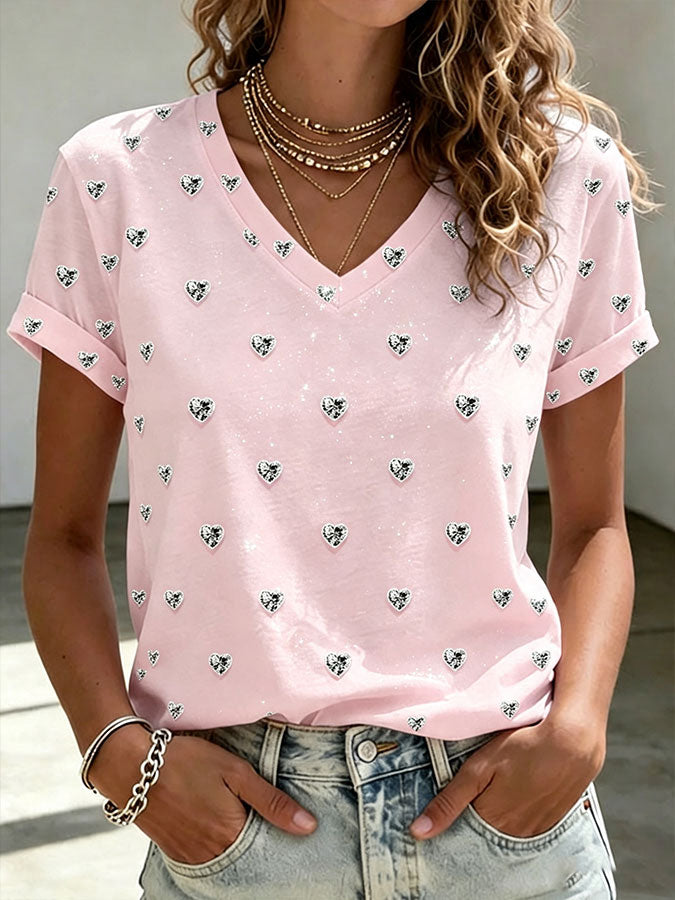 Women'S Pink Art Print Short-Sleeve T-Shirt