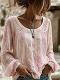Women'S Casual Breast Cancer Awareness Publicity Print Long Sleeve Top