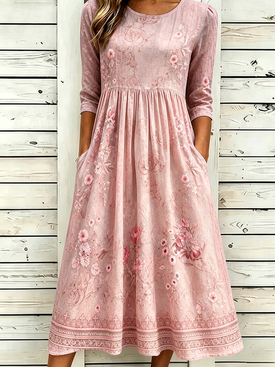 Women's Casual Plant Print Maxi Dress