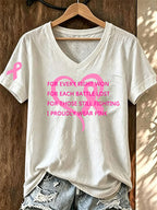 Women'S Pink Ribbon Printed T-Shirt