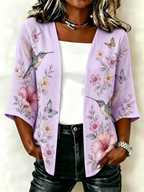 Women's Hummingbird Floral Printed Cardigan