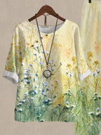 Watercolor Floral Casual Two Piece