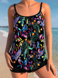 Spaghetti Strap Floral Print Tankini Set