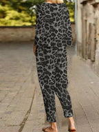 Leopard Print Casual Women Two Pieces Set