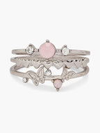 3Pcs Vintage Butterfly Pattern Diamond Ring Set Everyday Commuter Party Match
