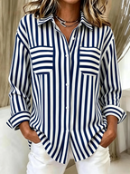 Women's Casual Striped Long Sleeved Shirt