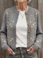 Women's Breast Cancer Awareness Butterfly Floral Embroidered Cardigan