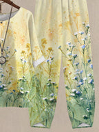 Watercolor Floral Casual Two Piece