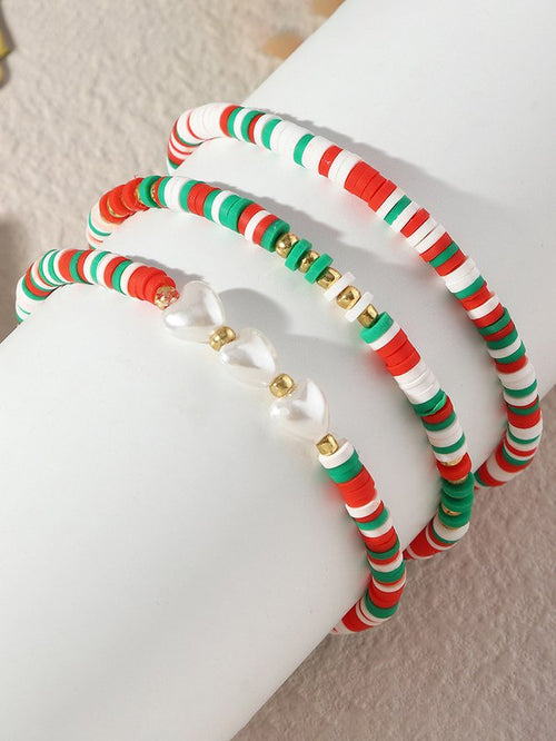 Christmas Flake Beaded Pearl Multilayer Bracelet Christmas Party Jewelry