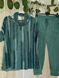 Women's Casual Striped Print Short Sleeve Two Piece Set