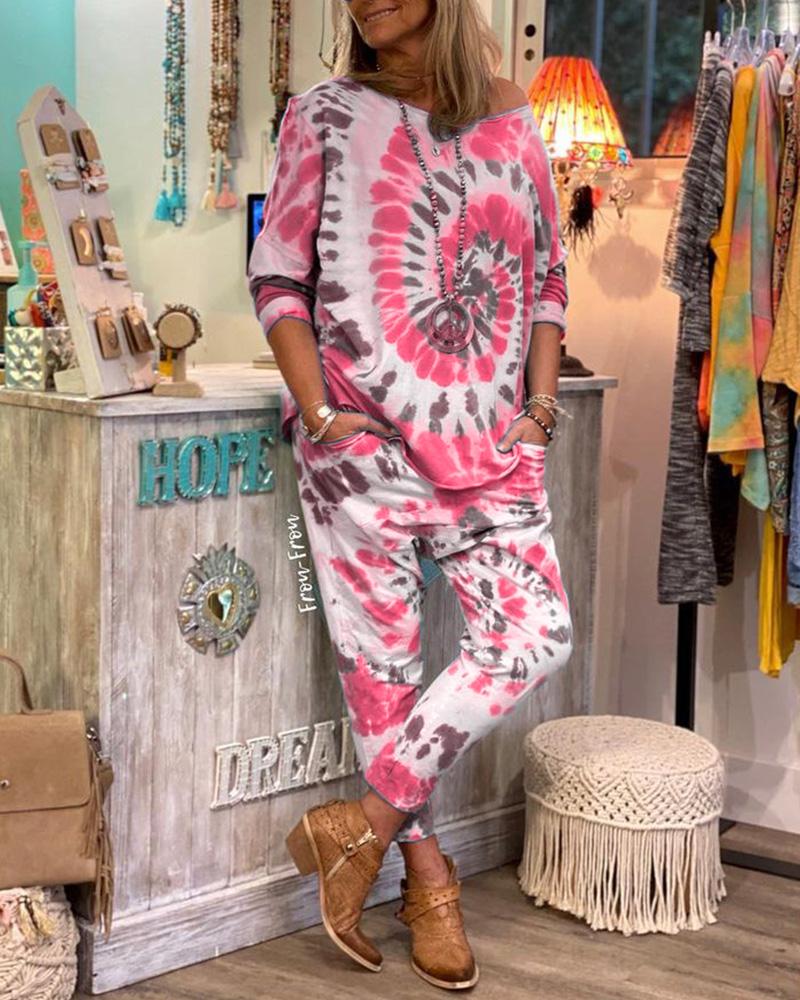 Casual Printed Design Two Piece Suit