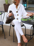 Pure Color Simple Cotton Women's Suits