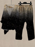 Linen Women's Sequin Print Casual Two Pieces Set