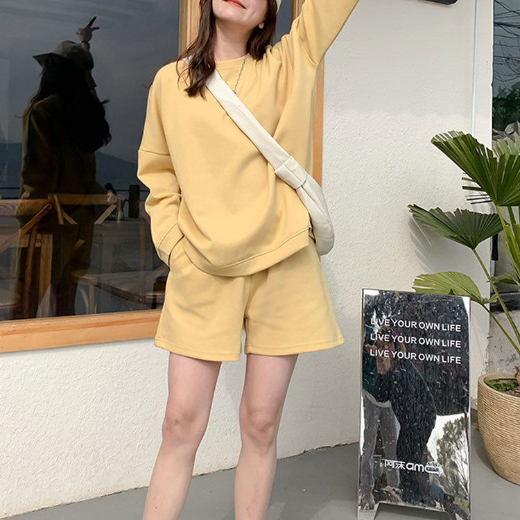 2022 New Women Spring Autumn Hoodie Mini Shorts Good Quality Cotton Material Two Pieces Sets Ladies Outfits Fashion Clothes