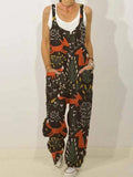 Women'S Cute Fox Pockets Sleeveless Jumpsuit