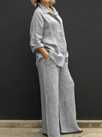 Buttoned Top Casual Two-piece Shirt Suits
