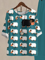 Black Leader Sheep Casual Two Piece Set