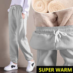 Women Warm Fleece Cotton Round Neck Solid Joggers Sweatpants (SIZE:S-5XL)