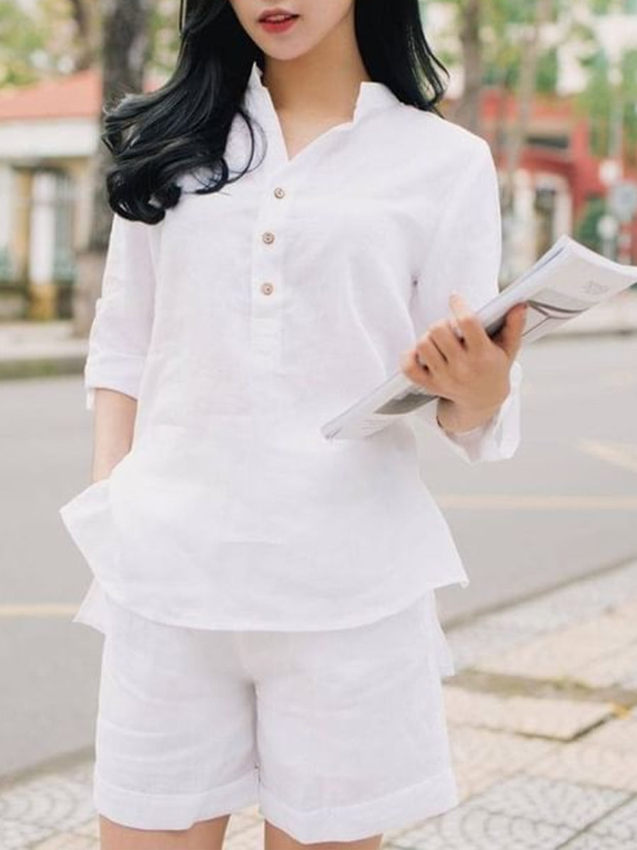 Solid Color Short Pants Casual Two-piece Suits