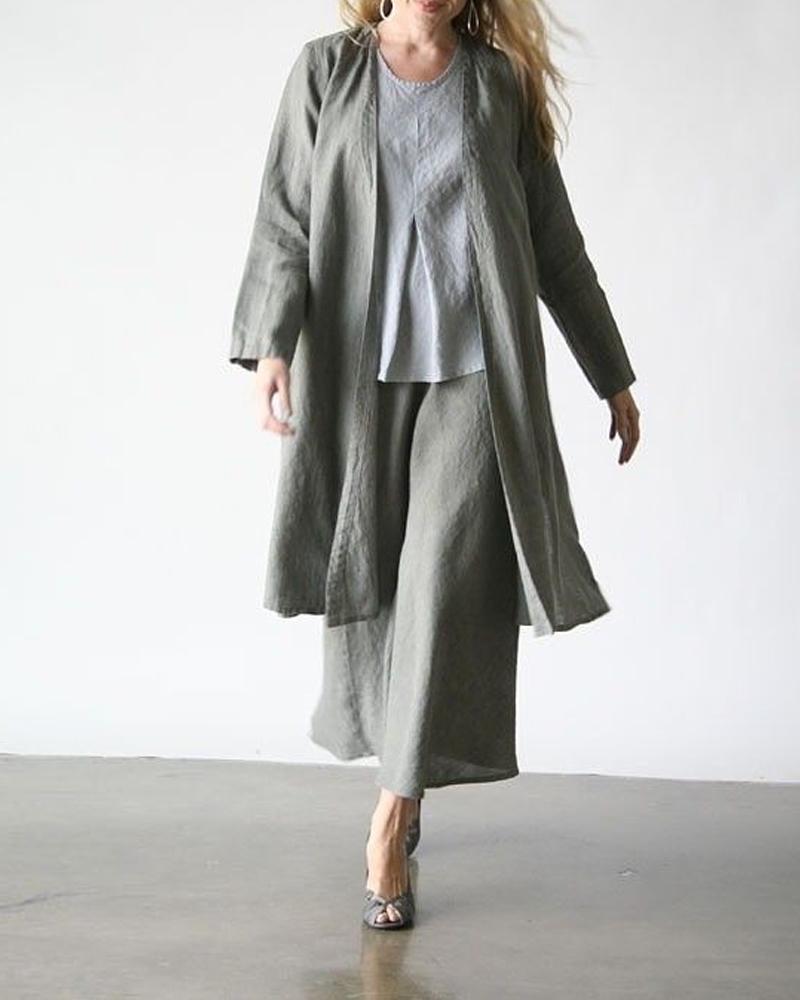 Casual Style Simple Color Loose Three-Piece Suit