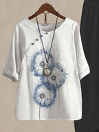 Pretty Dandelion Print Casual Two Piece Set