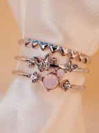 3Pcs Vintage Butterfly Pattern Diamond Ring Set Everyday Commuter Party Match