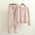 2020 Autumn Women Hoodies Hooded Long Sleeve Women Pink Hoodies Suits Elastic Pants Two Pieces Women Warm Pullovers