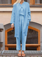 Simple Casual Loose Vest Top Pants Coat Three-Piece Suit