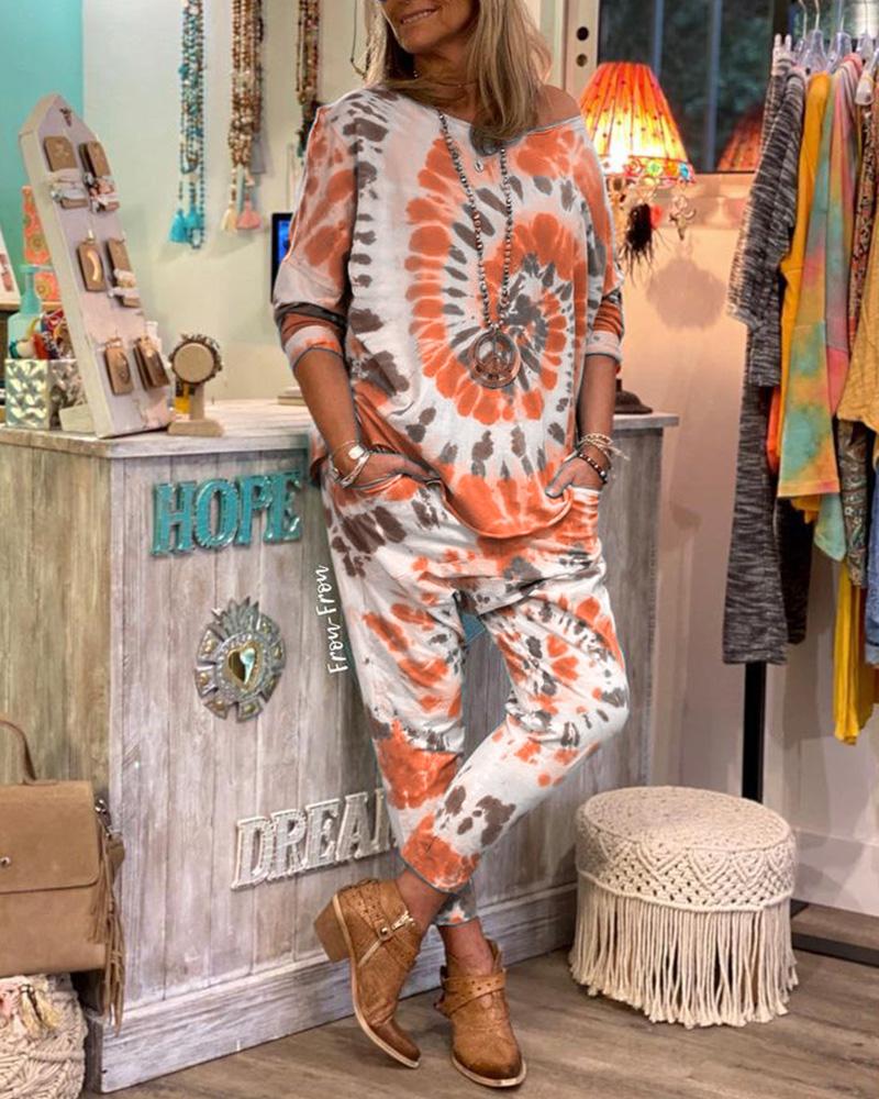 Casual Printed Design Two Piece Suit