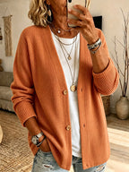 Women's Pink Floral Pattern Knit Cardigan