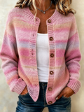 Women'S Color Gradient Printed Knitted Cardigan Top
