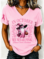 Women'S Breast Cancer Promotional Print Short Sleeved T-Shirt