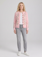 Women's Breast Cancer Awareness Butterfly Floral Embroidered Cardigan