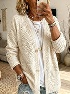 Women'S Textured Printed Cardigan