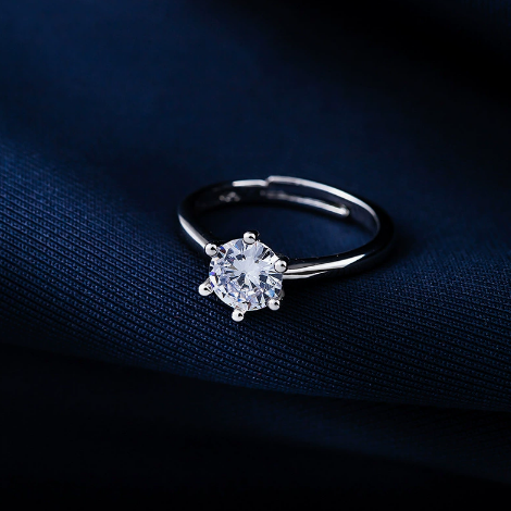 Classic six-prong solitaire diamond engagement ring
