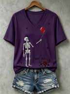 🔥🔥2nd 50% Off 🔥🔥Women's Halloween Well, shit... Printed V-Neck T-Shirts