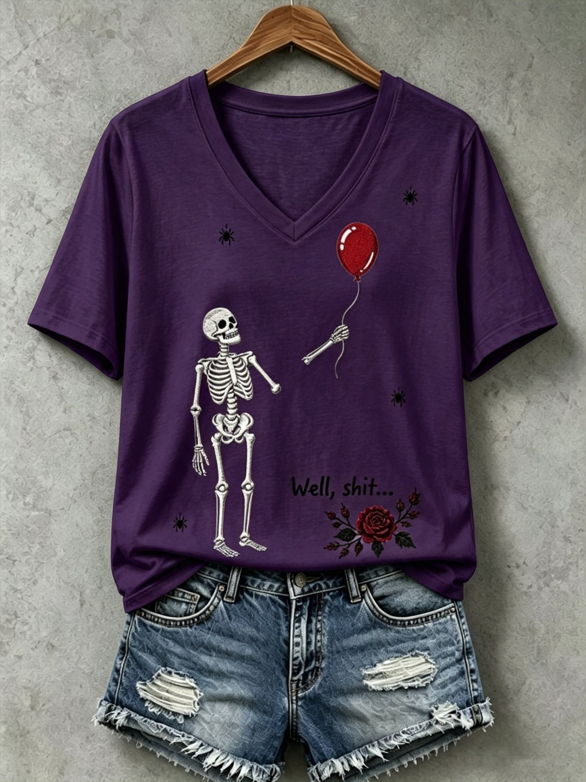 🔥🔥2nd 50% Off 🔥🔥Women's Halloween Well, shit... Printed V-Neck T-Shirts