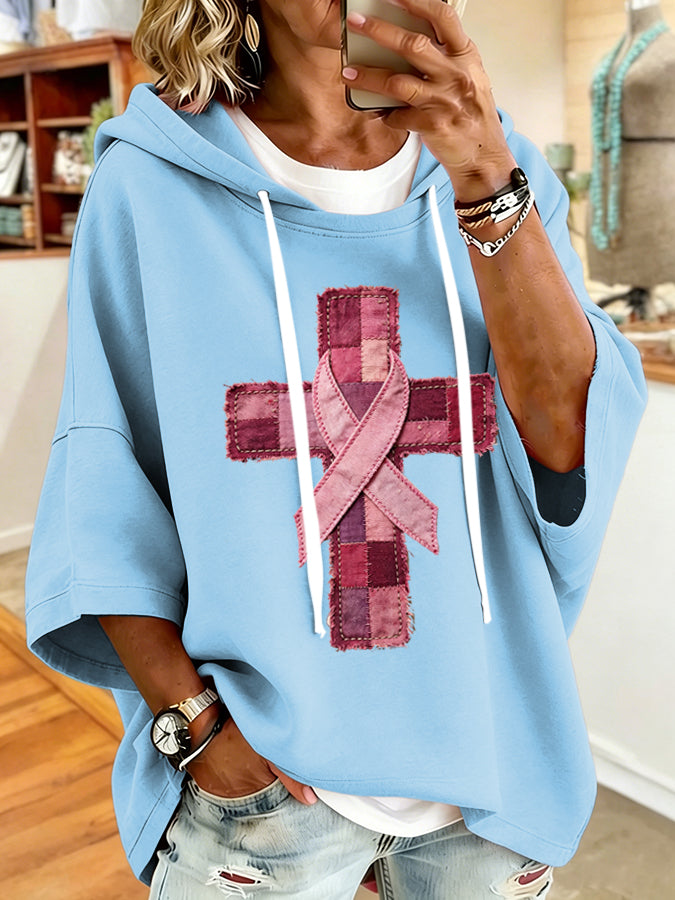 Women'S Vintage Pink Art Print Hoodie