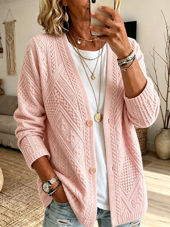 Women'S Textured Printed Cardigan