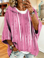 Women'S Vintage Pink Art Print Hoodie