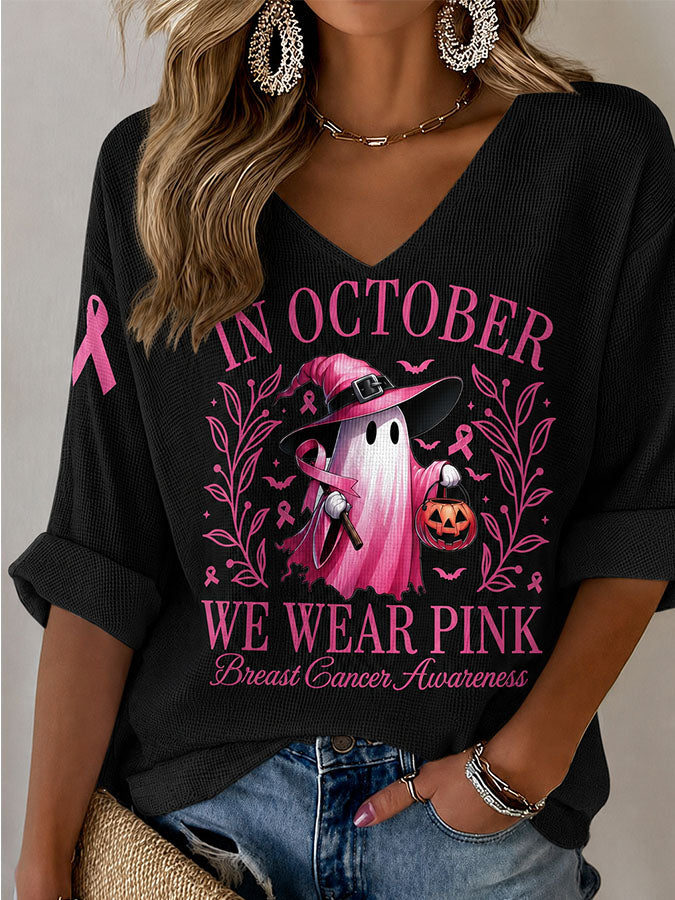 Women'S Breast Cancer Awareness Prevention Printed Casual Top