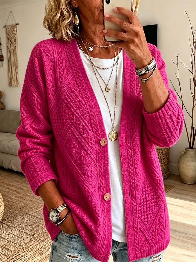 Women'S Textured Printed Cardigan