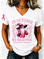 Women'S Breast Cancer Promotional Print Short Sleeved T-Shirt