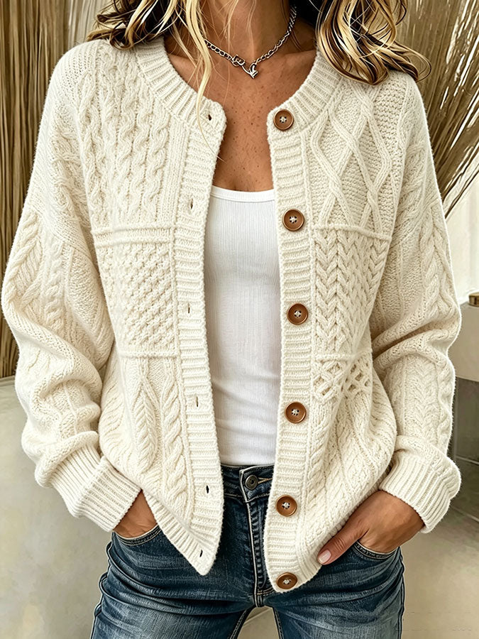Women'S Textured Printed Knitted Cardigan Top