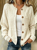 Women'S Textured Printed Knitted Cardigan Top