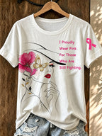 Women's Breast Cancer Awareness Printed Casual T-Shirt