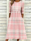 Women'S Retro Plaid Art Printed Dress