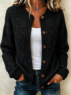 Ladies' Casual Plant Flower Knitted Cardigan Top